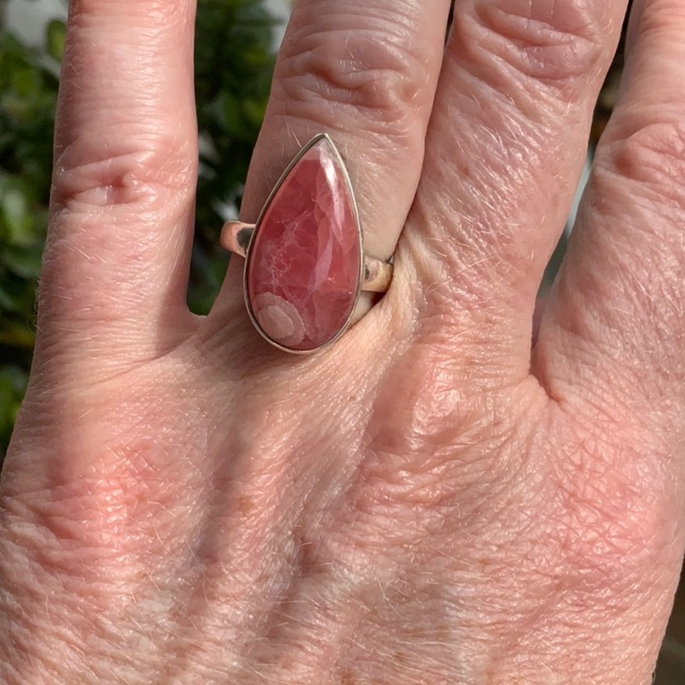 RHODOCROSITE 925 STERLING SILVER RING, SIZE 7 - Picture 8 of 9